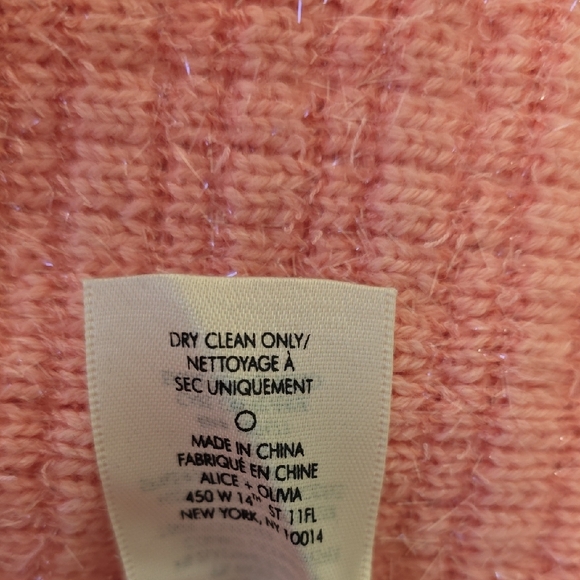 Alice + Olivia Pink Cardigan with Glitter Bow.  Size Small Petite - Picture 11 of 12